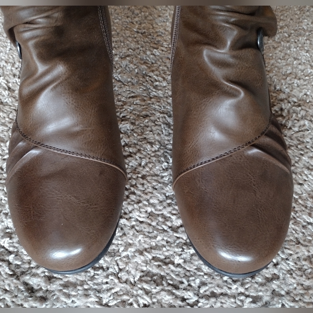 Kadi Maya Brown Faux Leather Ankle Boots with Button Detail - Picture 8 of 9